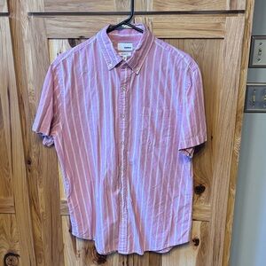 Casual Pink and White Striped Button-Down Shirt